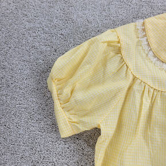 VTG Kingly Womens House Coat‎ 10 Yellow Gingham Grandma Cottagecore Nightgown - Picture 11 of 12
